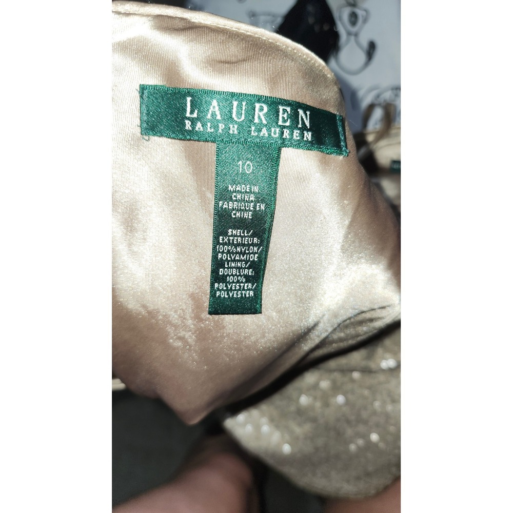 Lauren Ralph Lauren Champagne Gold Sequin Mini Skirt Size 10 Holiday Party Glam